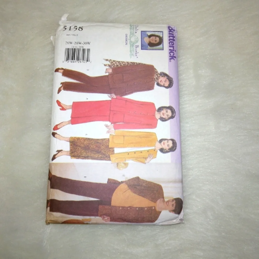BUTTERICK 5158 Sz 26W-30W EASY Woman's jacket top skirt pants, A Delta Burke Des